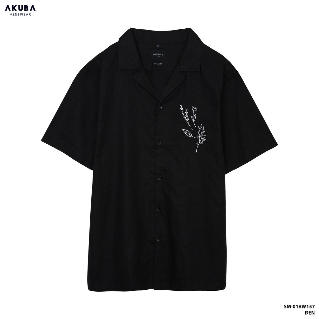 Áo sơ mi tay ngắn nam trơn cổ vest Cao Cấp AKUBA Phong cách hàn quốc chất vải linen mát mịn | 01BW157