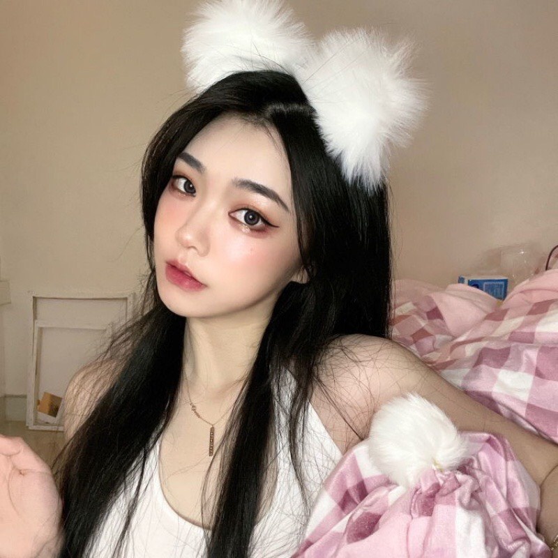 [Mã FAMARAL2 giảm 10K đơn 50K]Băng đô cài tóc tai mèo ren đen sexy Ulzzang Hàn Quốc