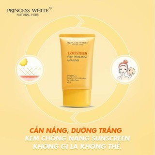KEM CHỐNG NẮNG SUNCREEN PRINCESS WHITE [ DATE MỚI NHẤT]