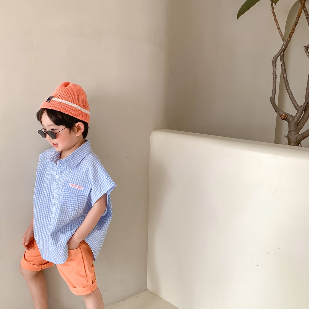 SƠ MI KẺ CARO NHỎ TAY ỐNG RỘNG - Quần áo trẻ em Hàn Quốc - Moy Kids quần áo mùa hè cho bé