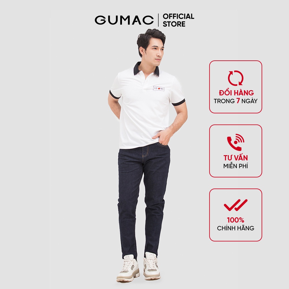 [Mã WABRGUM giảm 10% tối đa 30K đơn 99K] Áo thun nam polo thêu trái tim GUMAC tay ngắn thun cá sấu ATNB5101