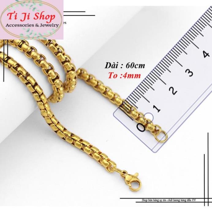 DÂY CHUYỀN INOX NAM BÔNG DỪA KHÍT 4MM MẠ VÀNG 3 LỚP KĨ KHÔNG ĐEN
