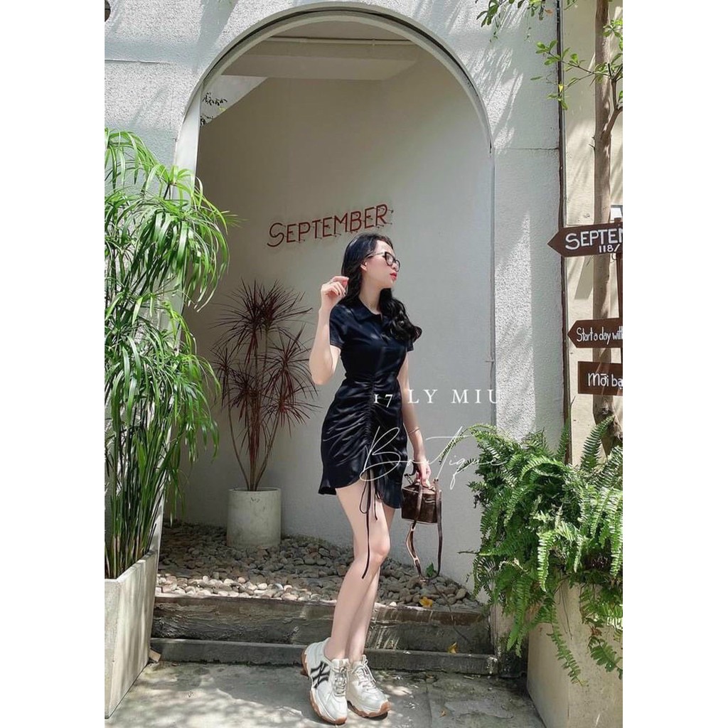 Đầm Body Dây Rút Cổ Bẻ