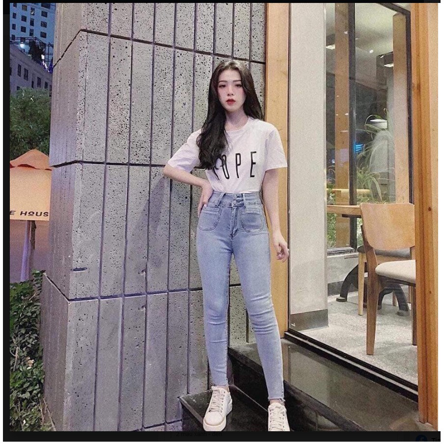 Quần jean nữ 2 TÚI KIỂU + 2 CÚC lưng siêu cao (NHẠT) 115 MS1