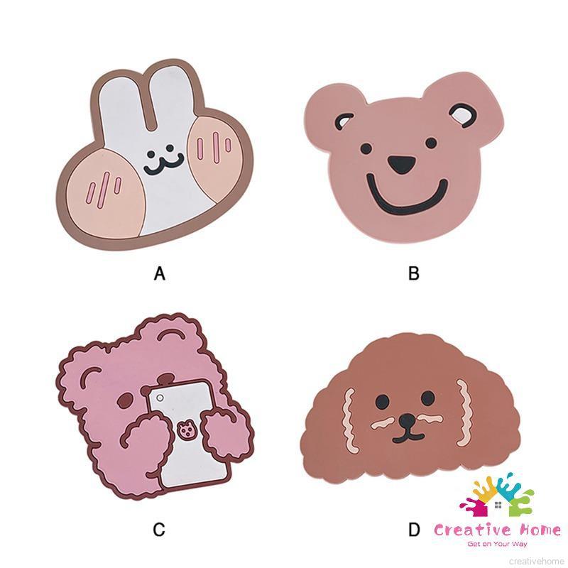 Miếng Lót Ly Chống Trượt Hình Thỏ Gấu Con Dễ Thương