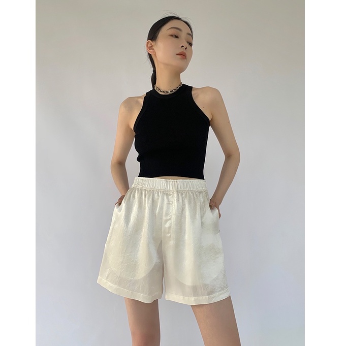 Áo cổ yếm mỏng co giãn thời trang mùa hè dành cho nữ