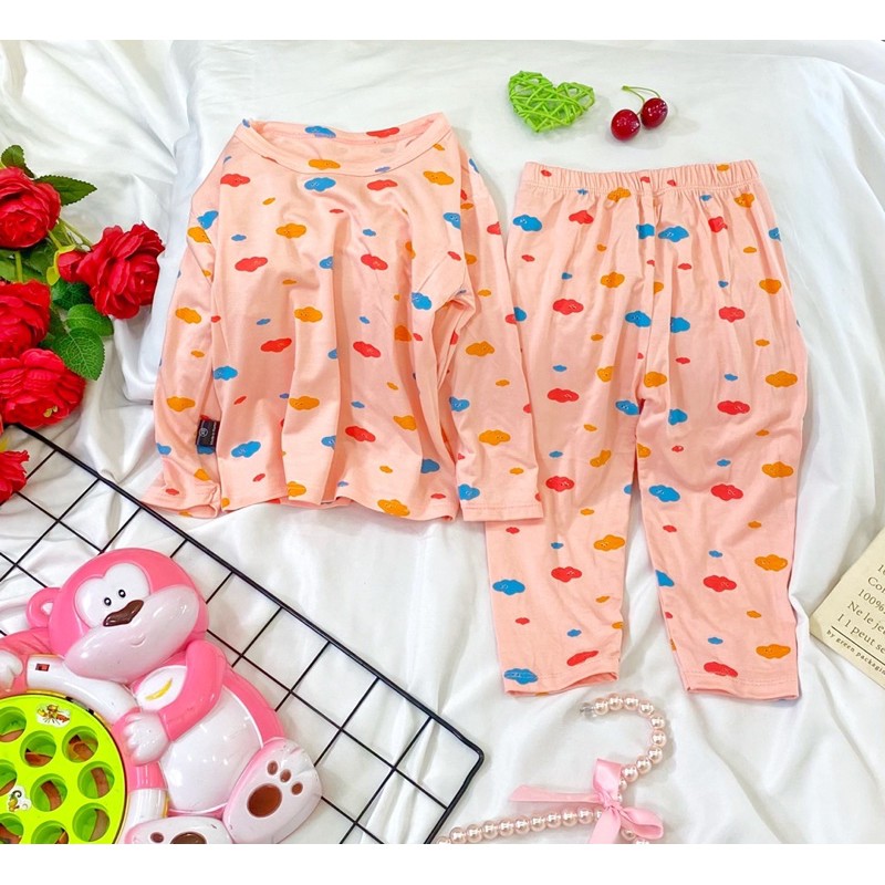 Bộ thun lạnh dài tay MINKY MOM chính phẩm vải mềm mại hoạ tiết đáng yêu cho bé 7-17kg