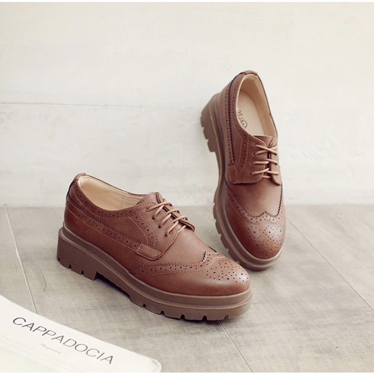 Giày Oxford Nữ Giày Da Bánh Mì 4CM Phong Cách Nhật Bản