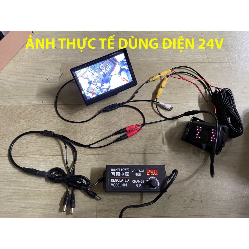 Camera lùi hồng ngoại cho xe tải, nguồn từ 12-24V, 18 đèn hồng ngoại, vỏ bằng hợp kim siêu bền
