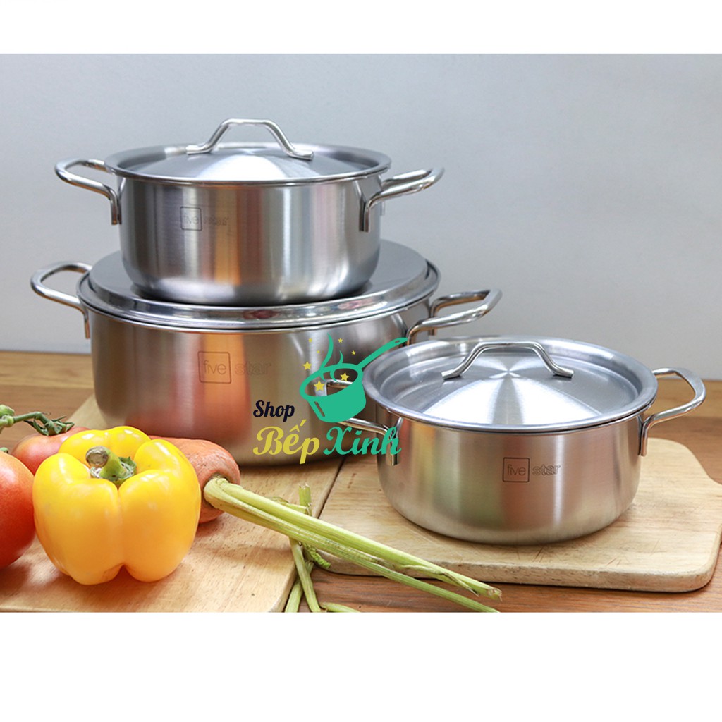 Bộ nồi inox 1 đáy Fivestar 3 chiếc nắp inox