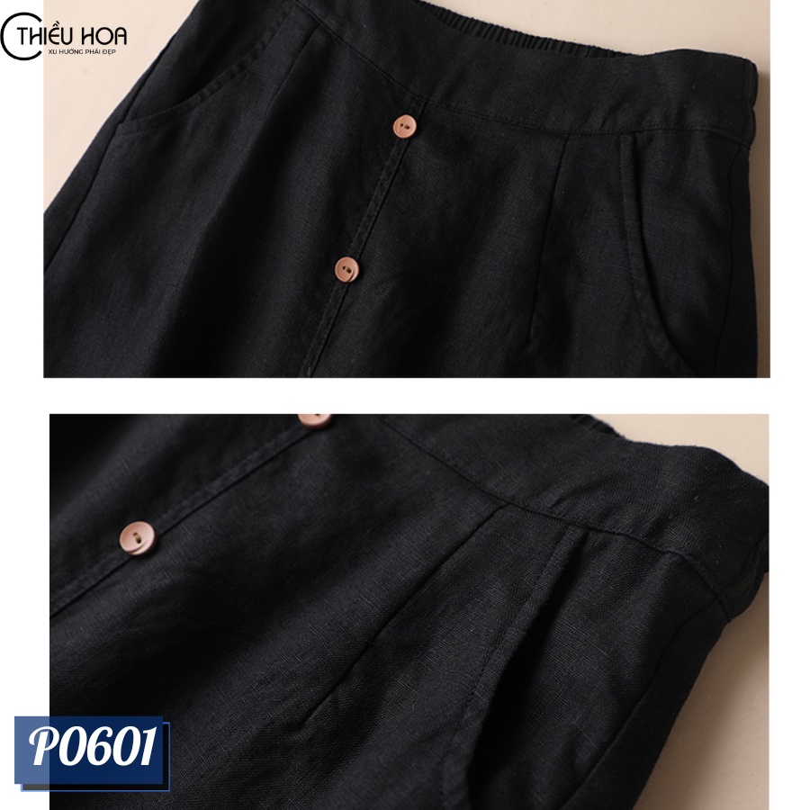 Chân váy nữ trung niên cho mẹ, thiết kế nhã nhặn, sang trọng, chất liệu linen cao cấp, thoáng mát Thiều Hoa P0601