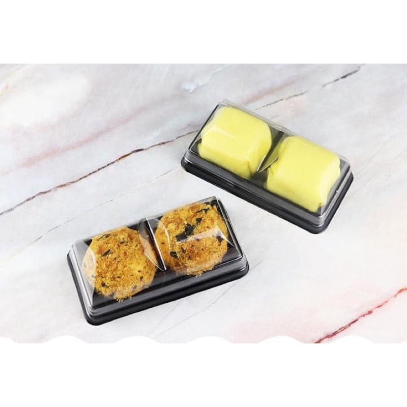 Hộp đựng bánh crep, bánh mì, bánh trung thu 60-80g, hộp bánh 2 ngăn F72 - 50 hộp