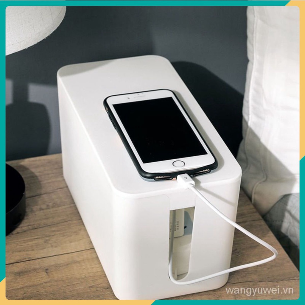 Hộp Đựng Ổ Cắm Điện, Hộp Nhựa ABS Đựng Ổ Điện, Dây Điện, Sạc Cáp Nắp Gỗ An Toàn Tiện Lợi Chống Cháy Nổ Đa Năng