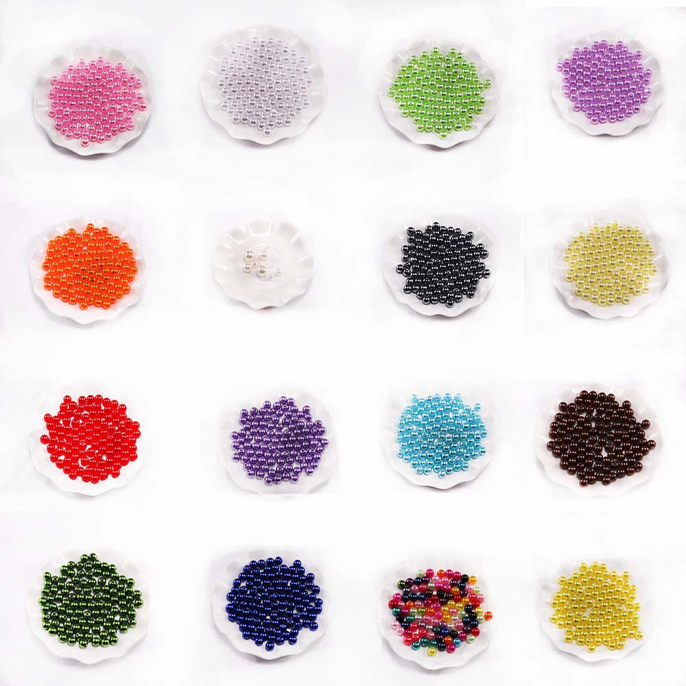 Bộ 100 hạt ngọc trai bằng nhựa ABS cỡ 3 4 6 8 10 12mm cho phụ kiện làm đồ trang sức