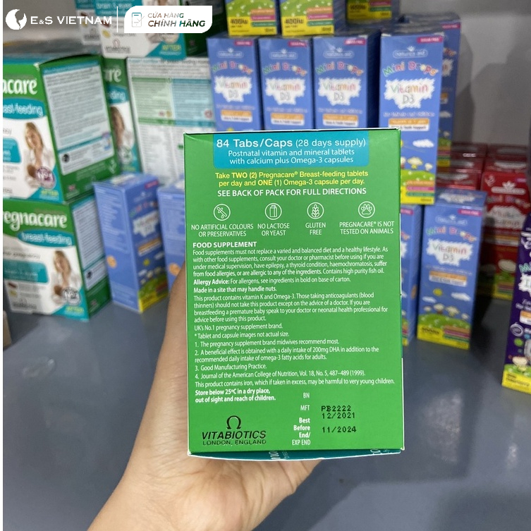 Vitamin Tổng Hợp cho mẹ Bổ Sung 20 loại vtm tổng hợp Hàm Lượng Cao giúp con Bú No, Khỏe Mạnh Pregnacare Breastfeeding
