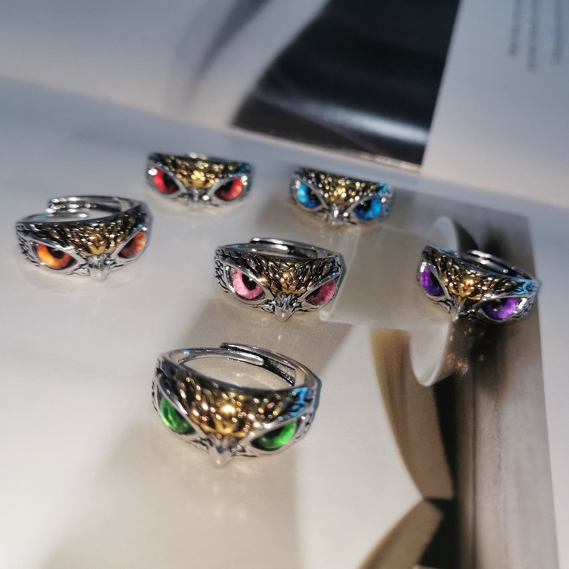 Nhẫn Hở Hình Cú Mắt Quỷ Thời Trang Punk Cổ Điển Có Thể Điều Chỉnh Cho Cặp Đôi