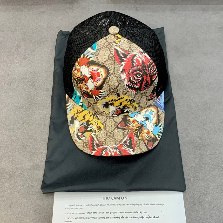 Mũ gucci fullbox nam nữ hình thú chất liệu da cao cấp form chuẩn ôm đầu hoa văn in chìm sắc nét [ẢNH THẬT]