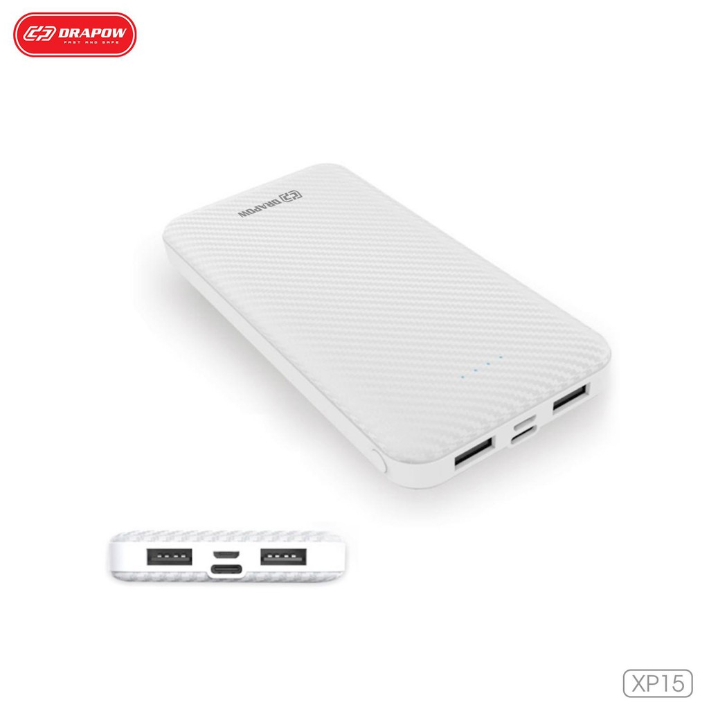 Pin dự phòng DRAPOW XP15 10.000mah Vỏ Cacbon chống trầy - cổng sạc Type C