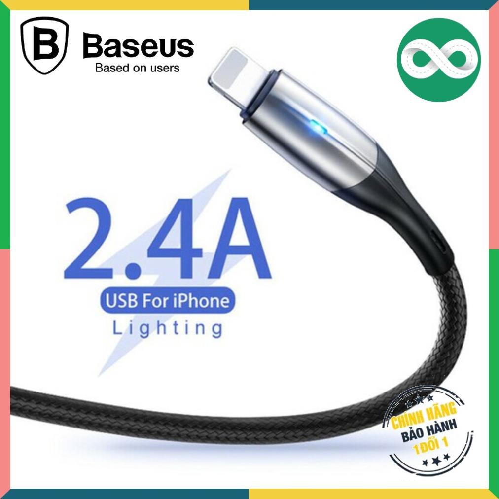 Cáp sạc nhanh IP- Cáp Baseus-Siêu bền-Chống Gẫy Đứt-Có Đèn LED-Bảo hành 12 tháng qua hộp