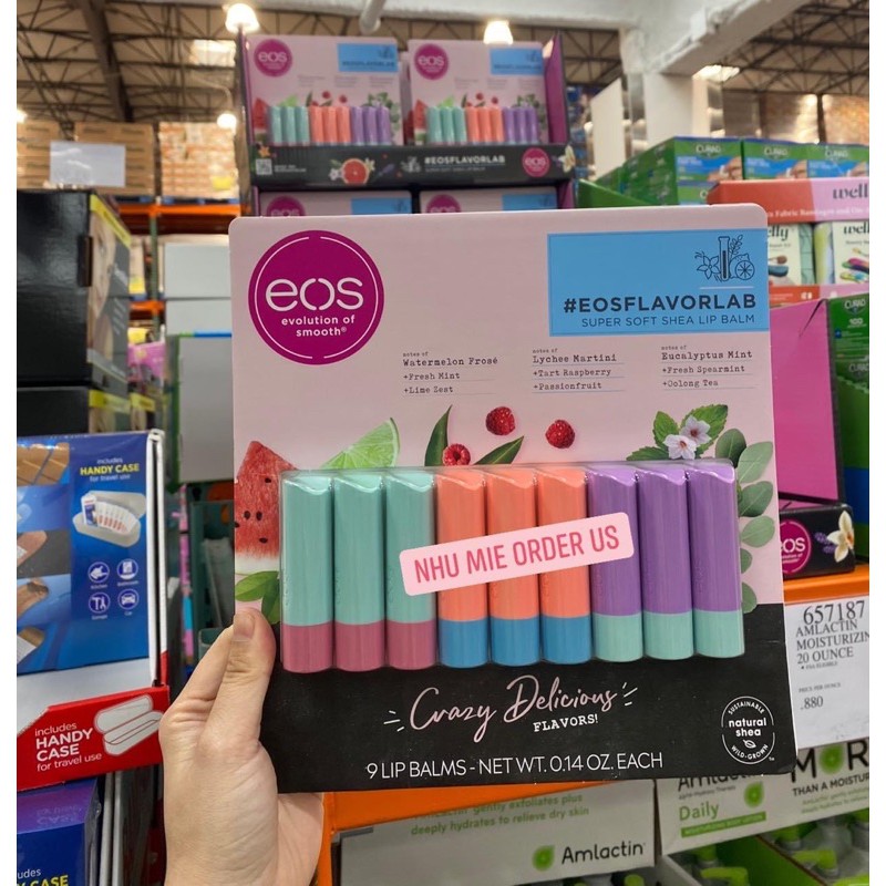 [Clip và bill checkout tại Costco] Set Son Dưỡng Môi Hữu Cơ EOS Lip Balm - 9 thỏi.