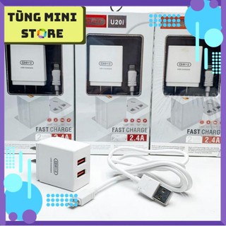 Bộ sạc nhanh 💟freeship💟 2 cổng sạc 2.4a củ và dây cáp micro/ type c/ lightning tùng mini_73