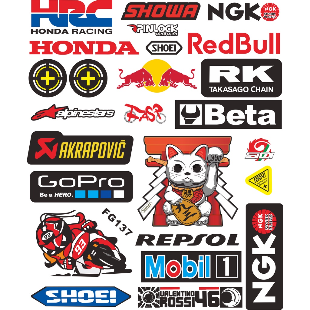 Miếng Dán Phản Quang Chống Thấm Nước Trang Trí Mũ Bảo Hiểm Xe Mô Tô yamaha honda