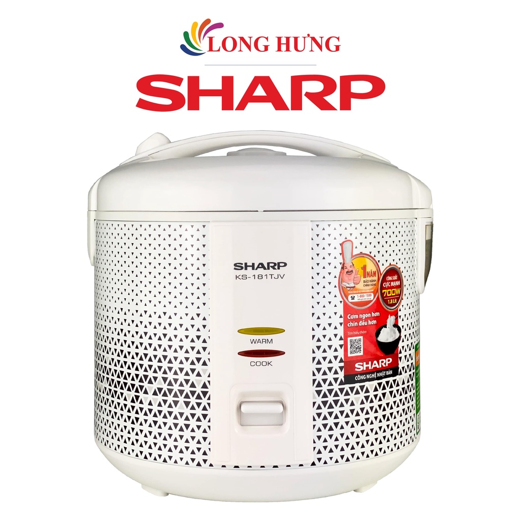 Nồi cơm điện nắp gài Sharp 1.8 lít KS-181TJV - Hàng chính hãng