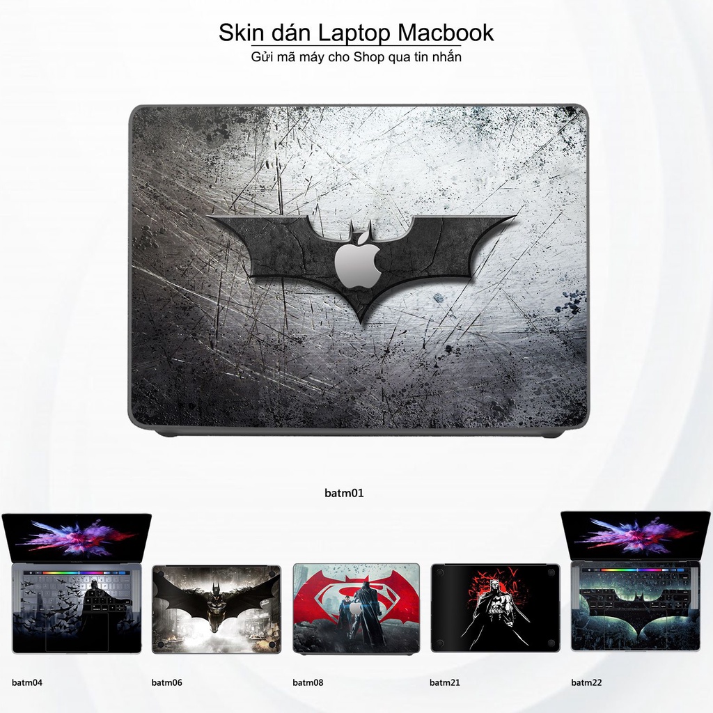 Skin dán Macbook mẫu Người dơi (đã cắt sẵn, inbox mã máy cho shop)