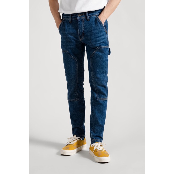 Quần jeans dài may đắp Owlbrand Skinny Doubleknee / Xanh đậm