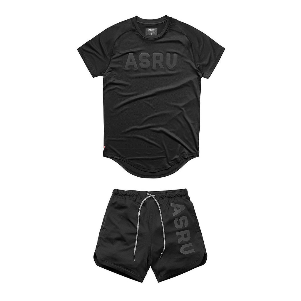Bộ quần áo gym nam ASRV A005 thun lạnh co giãn 4 chiều,đồ tập gym nam chất