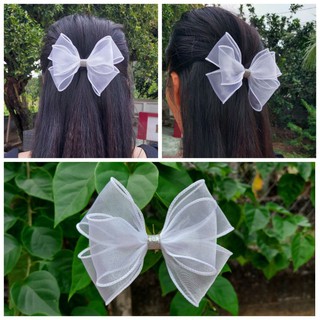 Nơ cột tóc hoặc kẹp tóc ruy băng voan xoắn đủ màu sắc cực xinh