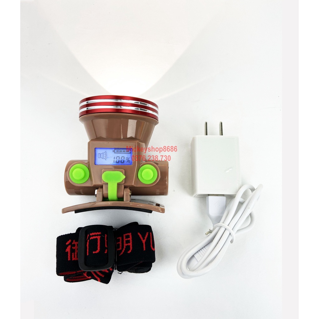 Đèn pin đội đầu YUXING A312 LED 100W siêu sáng chiếu xa chống nước ánh sáng Vàng và Trắng đèn đi rừng soi ếch