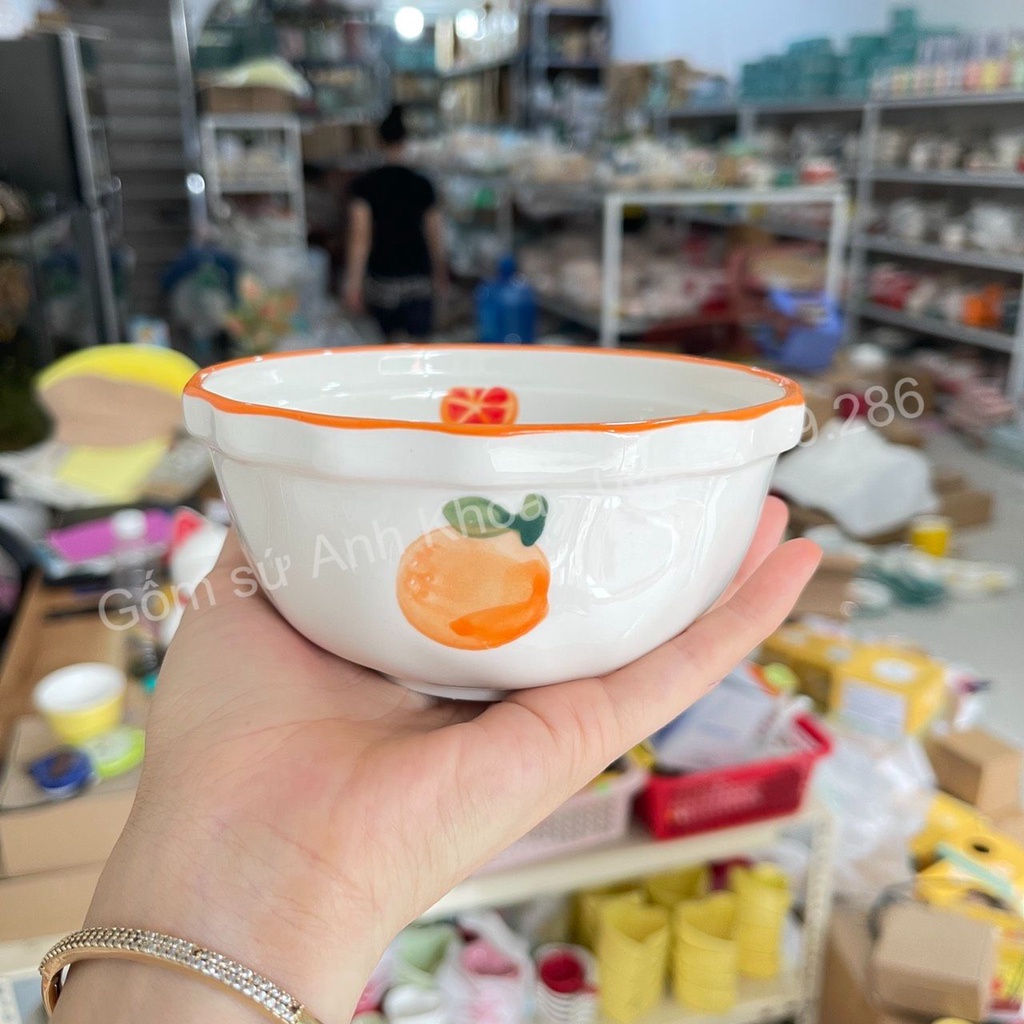 Bộ Chén Dĩa Sứ Bát Ăn Cơm Đĩa Sứ Decor cao cấp Bộ bát đĩa màu cam 17 món cute.