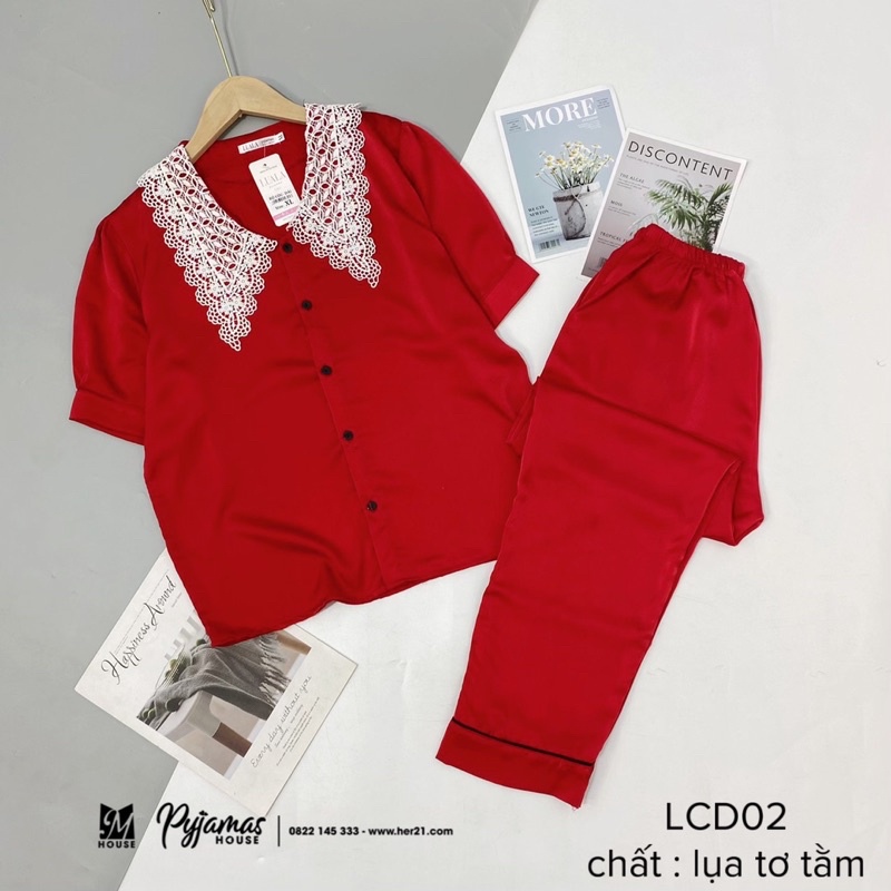 BỘ LỤA CỘC DÀI CỔ REN