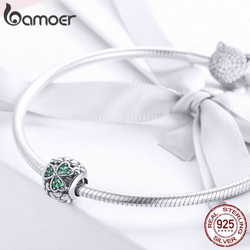 Hạt Charm Bamoer Bằng Bạc 925 Họa Tiết Hoa Pha Lê Xanh Dùng Làm Vòng Tay/Dây Chuyền Độc Đáo SCC964 | BigBuy360 - bigbuy360.vn