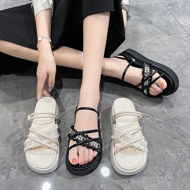 Giày Sandal Hai Quai Đế Bệt Dày Phong Cách Mùa Hè 2022 Mới Dễ Phối Đồ Cho Nữ