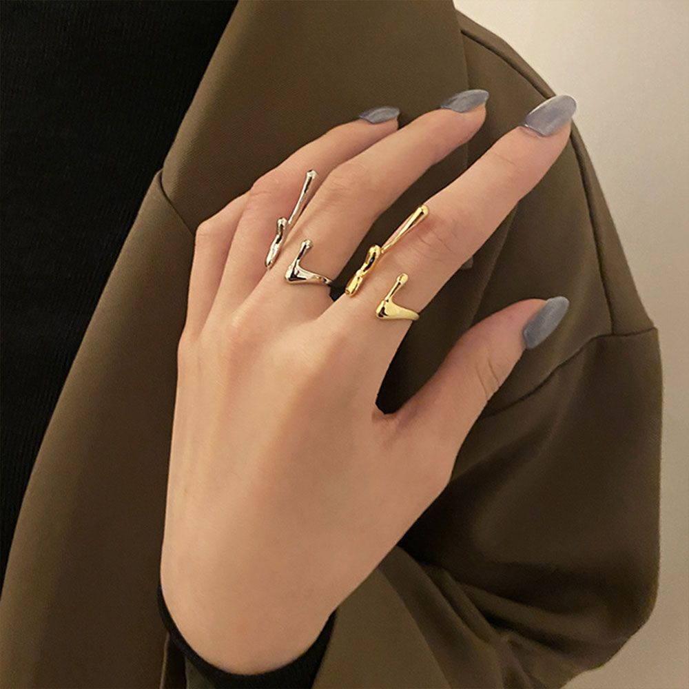 Nhẫn đeo tay bằng kim loại màu sắc đơn giản phong cách Hàn Quốc cho nữ