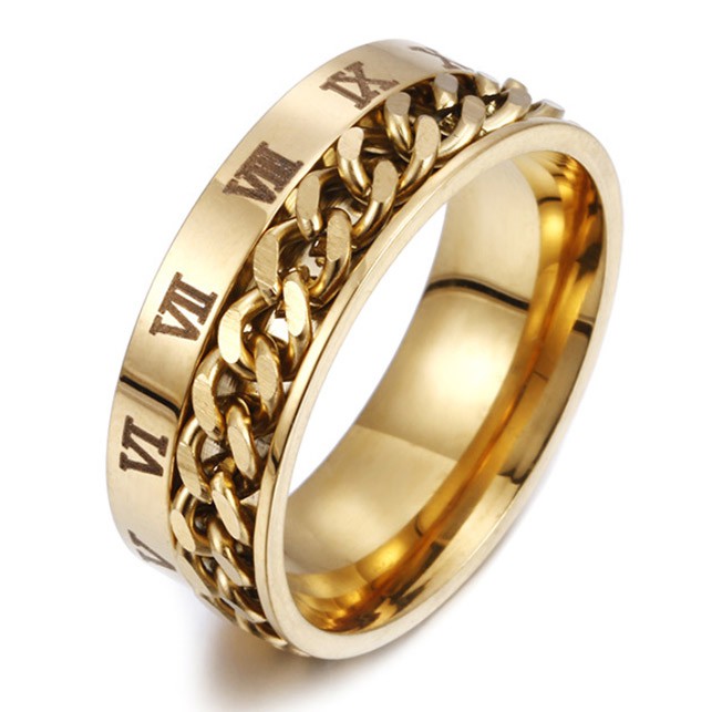 Nhẫn nam titanium khắc số la mã BHN79