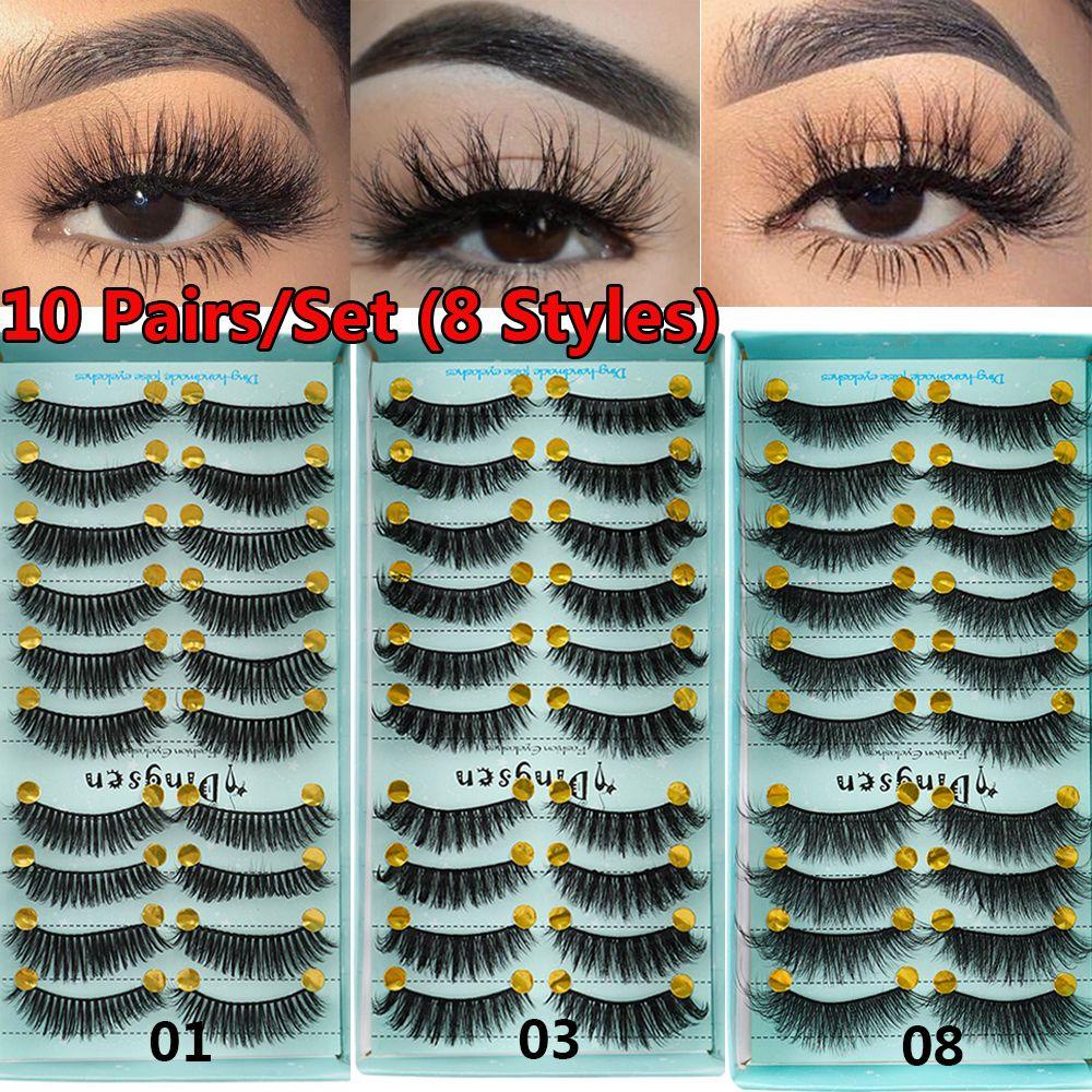 [Hàng mới về] Bộ 10 cặp lông mi giả SKONHED bằng lông chồn giả 3D trang điểm sống động cho nữ