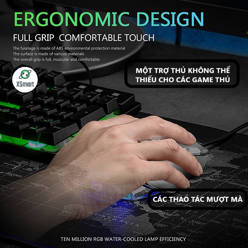 Chuột Cơ Chuyên Game V15 Cao Cấp Led RGB,  8 nút macro chơi game, DPI 6400, kiểu dáng gaming cho máy tính, pc, laptop