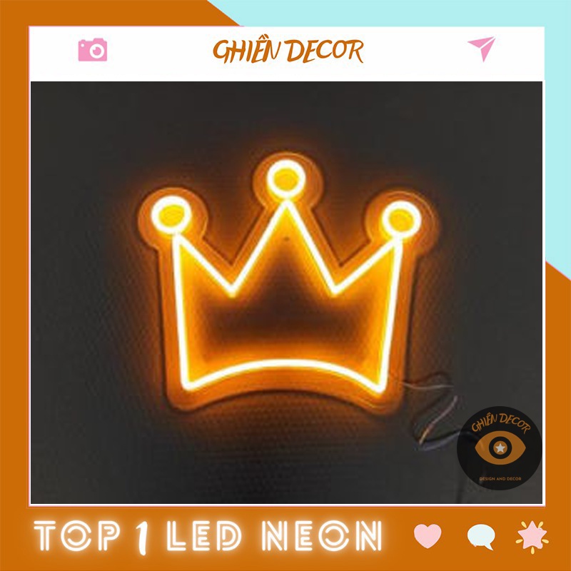 Đèn led Neon trang trí Hình Vương Miện v1| Đèn neon trang trí phòng ngủ, treo tường