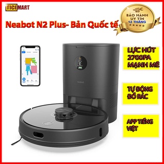 Neabot n2 plus quốc tế - robot tự đổ rác hút bụi lau nhà bản quốc tế màu đen