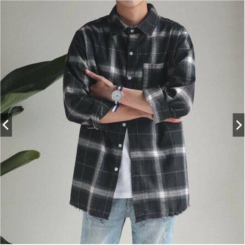 Áo sơ mi flannel kẻ sọc caro phong cách đường phố cho nam và nữ | BigBuy360 - bigbuy360.vn