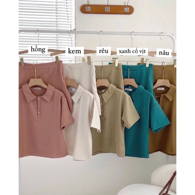 [ẢNH THẬT] SET ÁO POLO DÁNG NGĂN KÈM CHÂN VÁY CHỮ A TRƠN MA2278