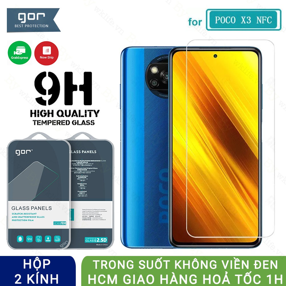 Bộ 2 kính cường lực Xiaomi Poco X3 NFC Chính hãng Gor chống vân tay ( Trong suốt )