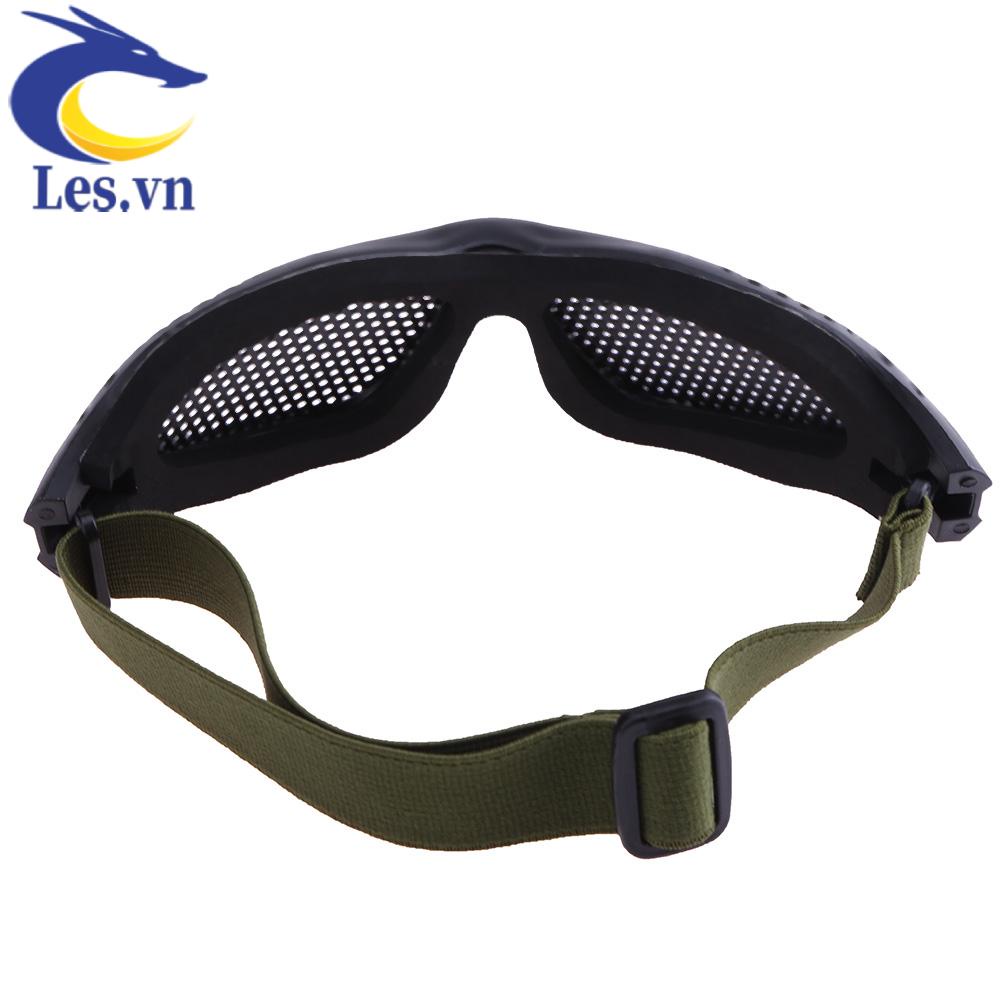Kính Bảo Hộ Chiến Thuật Dạng Lưới Bằng Kim Loại Chống Sốc Màu Đen