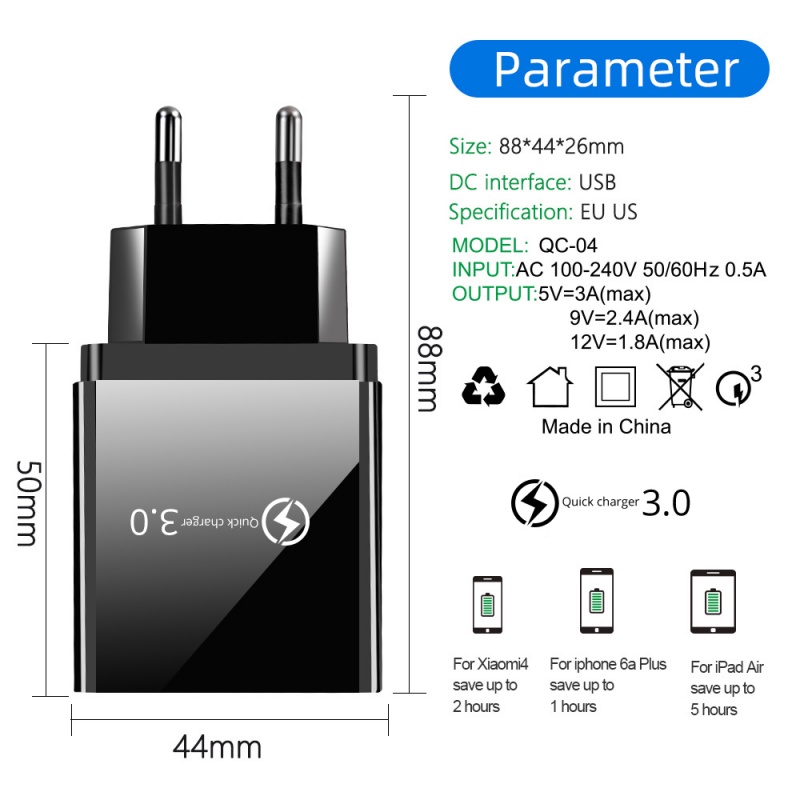 Cục Sạc HdoorLink 4 Cổng USB Sạc Nhanh QC 3.0 Cho Điện Thoại Di Động Android Phích Anh Quốc/Châu Âu Dùng Khi Du Lịch