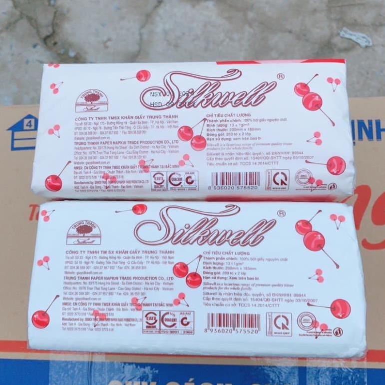 Khăn giấy rút silkwell 280 tờ Cherry đỏ TIỆN DỤNG HÀNG MỚI