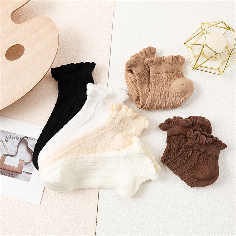 Vớ trắng cổ cao nhún bèo kiểu dáng tiểu thư phong cách Lolita Ulzzang cho nữ yrshop