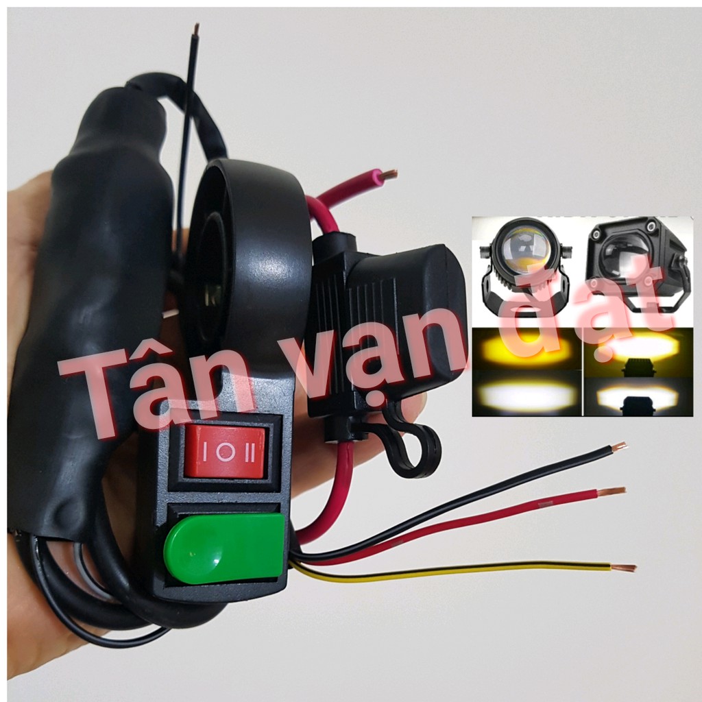 Công tắc Mơ-Tắt-Mở màu XanhĐỏ cho đèn trợ sáng Bi mini 2 màu